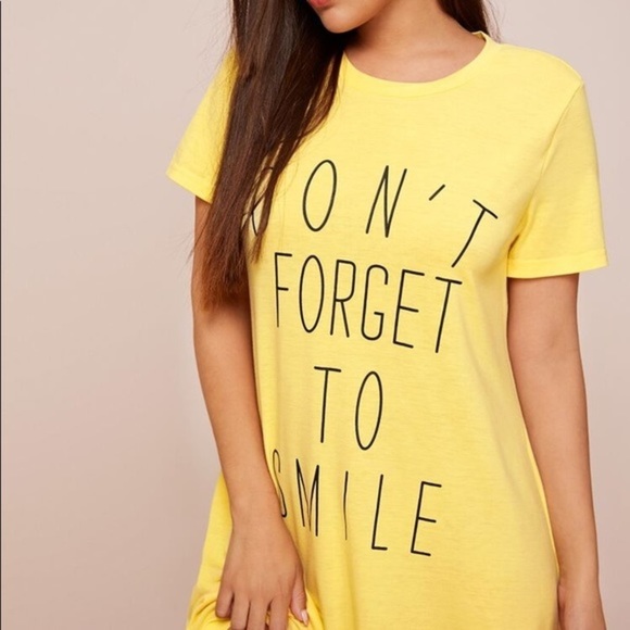 New Yellow T-shirt Nightgown Don’t Forget To Smile​ - Picture 5 of 6